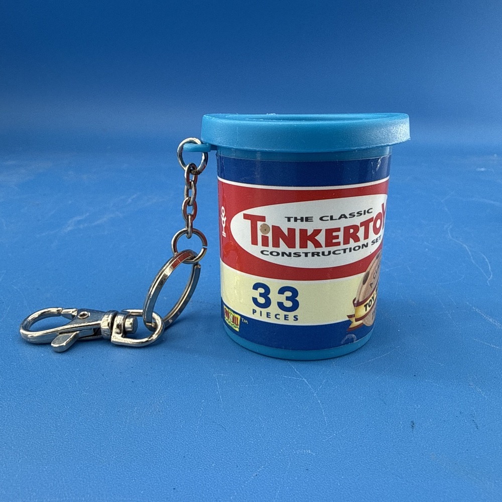 Miniature Classic TinkerToy Construction Set 33 Pc Keychain 1999 Hasbro Complete